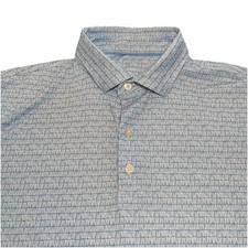 Johnnie-O Men's Blue Pattern Polo Shirt Golf Casual Large L Stretch