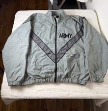 US Army Training IPFU Reflective Full Zip Windbreaker Jacket Size XL Long Gray
