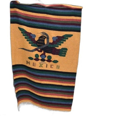 Vintage Mexican Eagle Blanket Serape Mexico Heavy Woven Throw 83x45