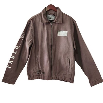 Brooklyn Cloth Leave Me Alone Faded Gray Brown Jacket Large Streetwear Zip-Up