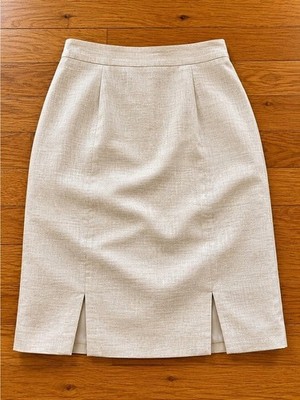 J.R.T Newport News Linen Blend Pencil Skirt Beige Neutral Career Size XS