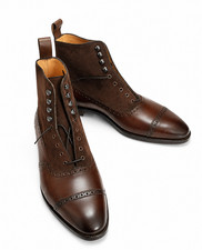 Men's Two Tone Cap Toe Ankle Boots Handmade Leather Dress Boots for Men