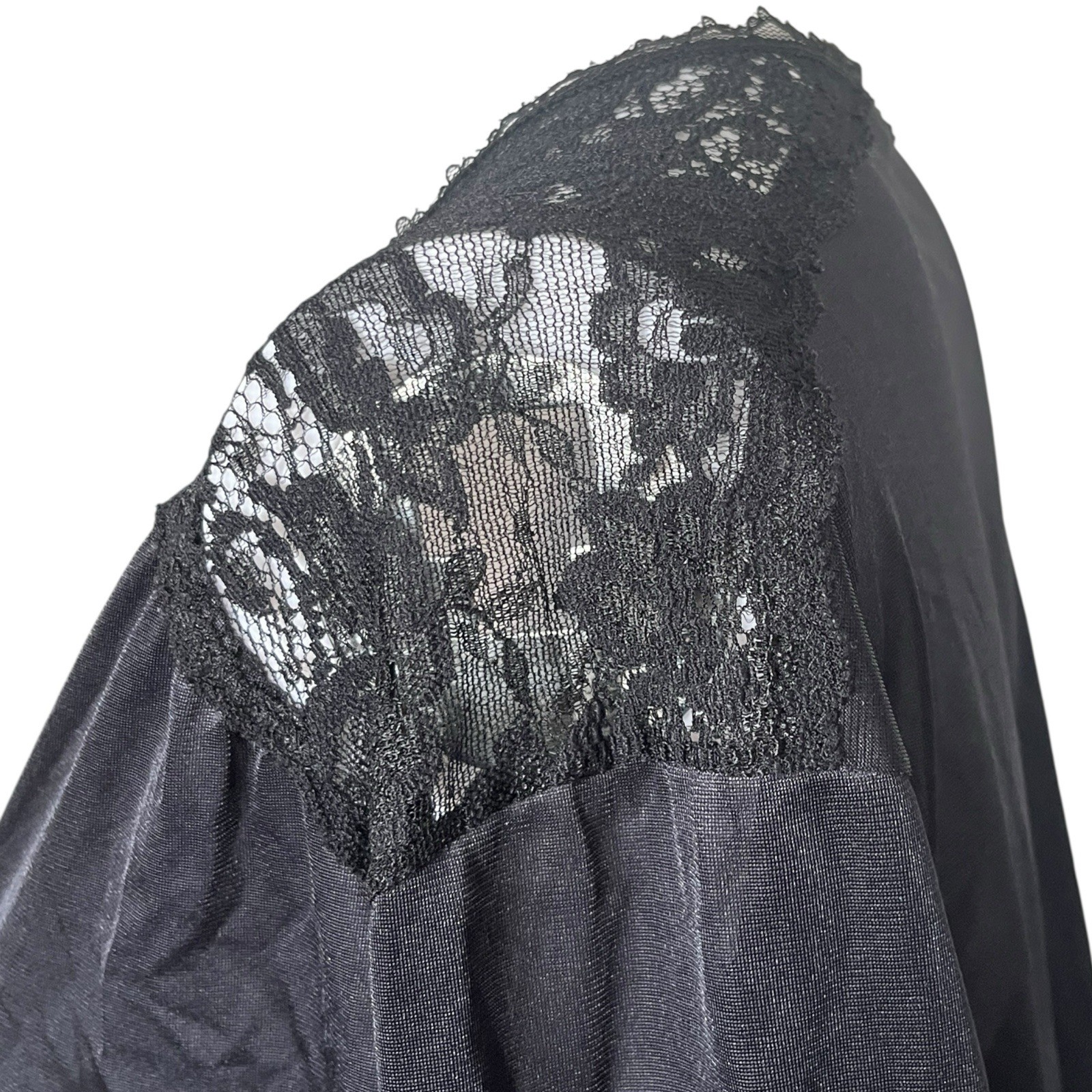 Vintage Sans Souci Black Nylon Robe Womens Size Medium M