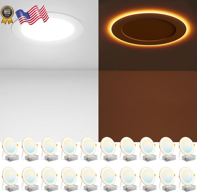 Amico 20 Pack 6 Inch 5CCT LED Recessed Ceiling Light with Night Light 2700K