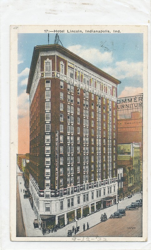 IN  INDIANAPOLIS - HOTEL LINCOLN - postcard #17 1932