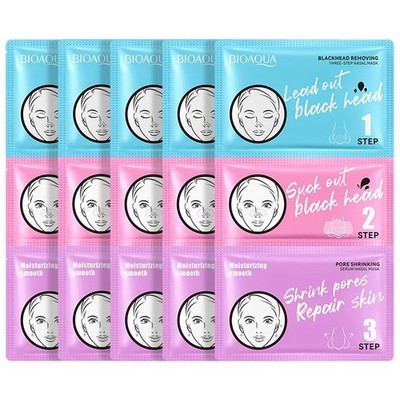 BIOAQUA Blackhead Removing 3-Step Cleansing Pore Nose Patches (7g+7g+7g) x5pcs