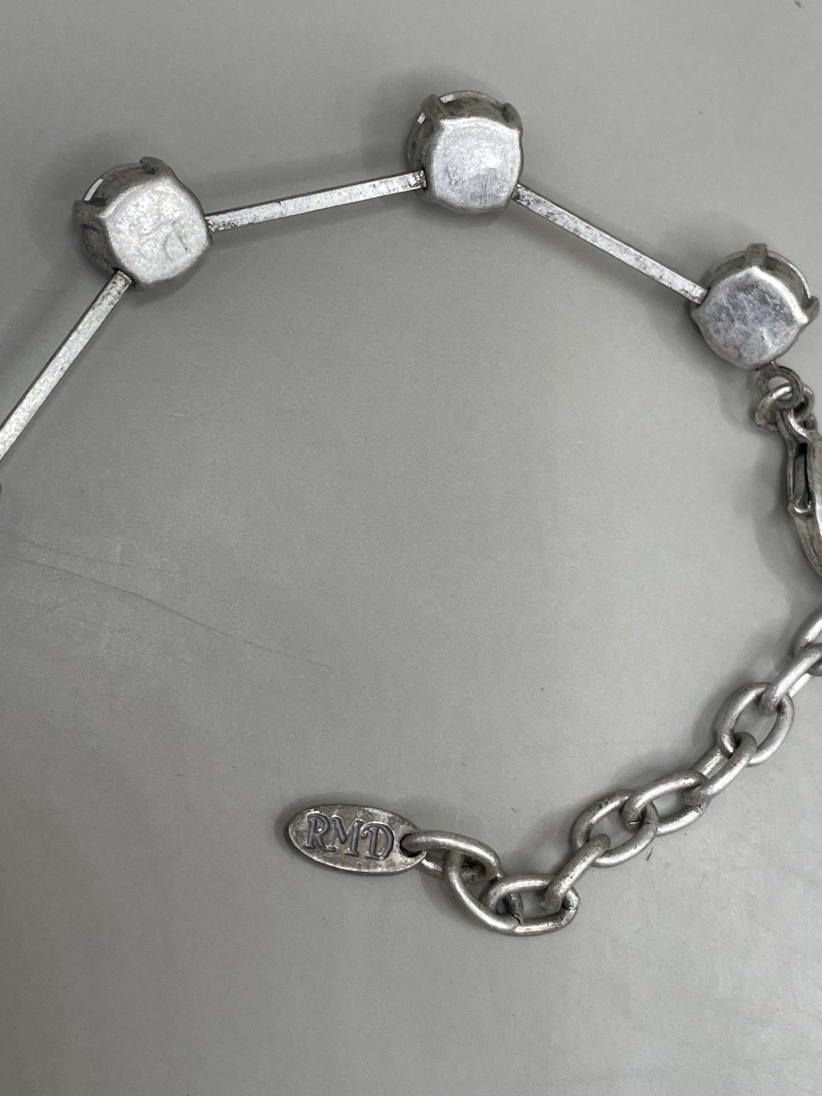 SilverTone Signed RMD MultiColor  Rhinestones Cho… - image 4