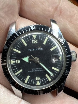 Princeton Skin Diver Vintage Watch Manual Wind Swiss Made, For Parts/Repair