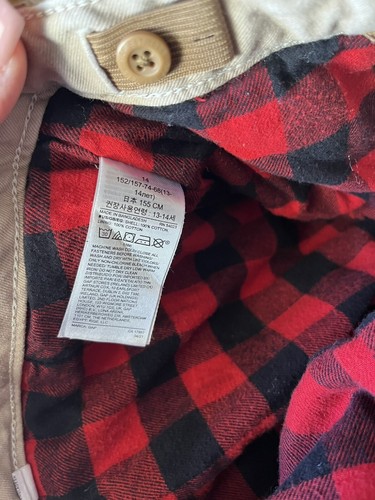Gap Kids Boys Plaid Lined Pant Beige Adjustable Waist- Size 14 - Picture 5 of 5