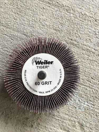 RUEDA DE ALETA ABRASIVA RECUBIERTA DE TIGRE WEILER 3"" X 1"", VÁSTAGO DE 1/4"", 60AO. Artículo 52027 - Imagen 3 de 5