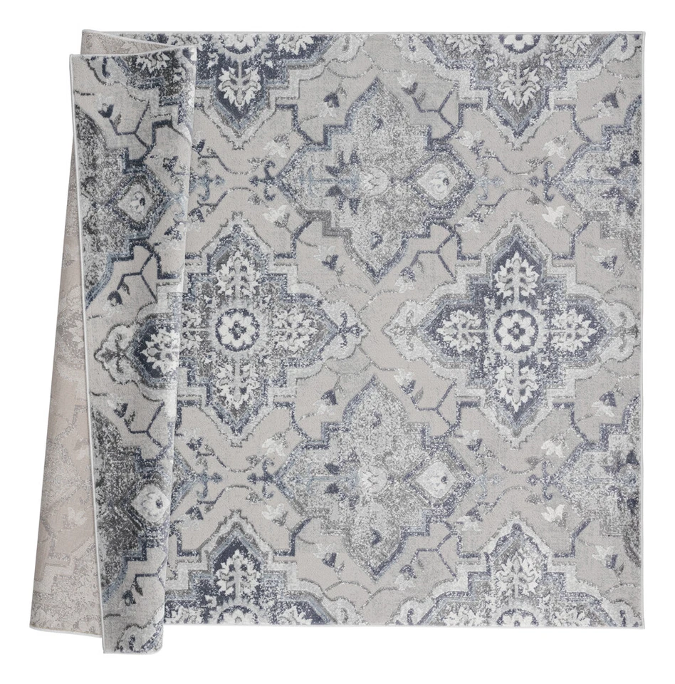 United Weavers Blue Petals Vines Bulbs Contemporary Area Rug Bordered 2601 10560 - Image 3 of 4