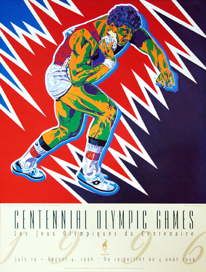 ポスター akimaninov Atlanta 1996 Olympics SHOT PUT (Athletics) Official Original 18x24