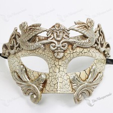 Silver White Greek Roman Egyptian Warrior Venetian Costume Masquerade Ball Mask
