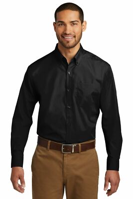 Port Authority Men's Long Sleeve Pocket Carefree Poplin Button Down Shirt W100