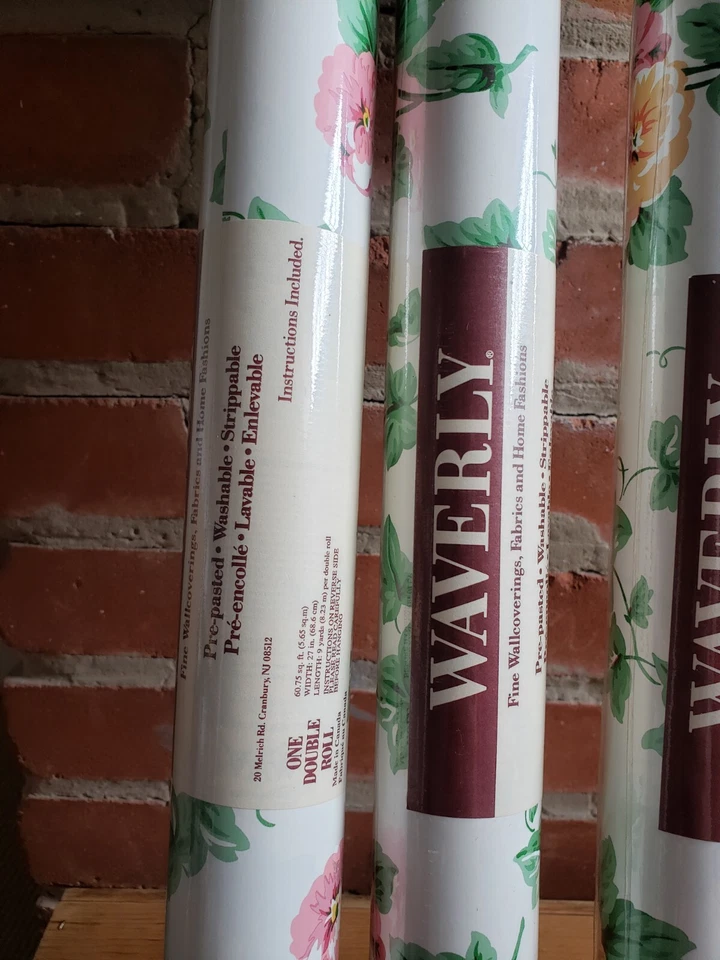 4 рулона предварительно наклеенных обоев Waverly IVY & FLORAL 563050 27 дюймов x 27 футов РЕДКИЕ!  - Изображение 3 из 4