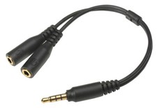 3.5mm 4 POLE Jack Y Splitter-Plug to 2 x 3.5mm 3 Pole Sockets Cable Adapter