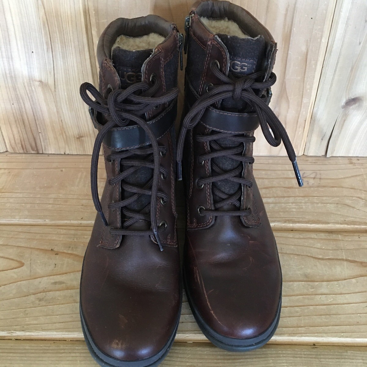 UGG Kesey Waterproof Boots Chestnut Brown Leather Wool Lace Up 1005264 Mens 11 UGG Kesey Waterproof Chestnut Leather Combat | Mercari main image 4