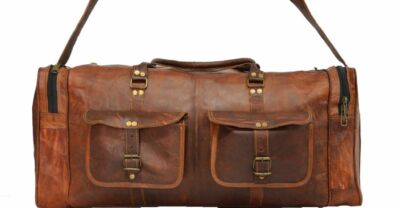 Sac De Voyage En Cuir Vintage Pour Homme – 25 Pouces, Marron, Fait Main, Week-end