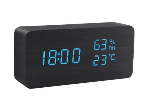 Eco-Friendly Wooden LED Alarm Clock with Voice Control - USB/AAA Battery Powered - Picture 15 of 17