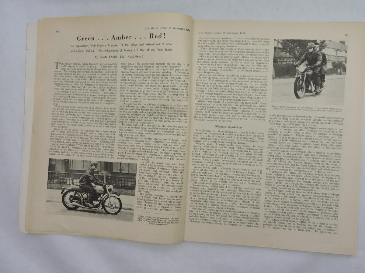 September 16 1954 Motor Cycle Magazine Vincent NSU Triumph A.J.S