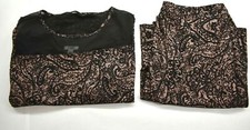 CATO Women Printed Crew Neck Long Sleeve A-Line Waistband 2-Piece Mini Skirt XL
