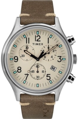 Timex MK1 Steel Chronograph Leather Strap Men's Watch TW2R96400 | eBay
