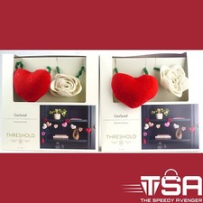 2pk 12ft Threshold Valentine's Day Felt Heart Rose Garland Holiday Home Decor