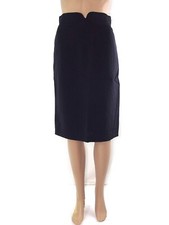Knee Skirt 42 W28 Eu38 M Medium Blue Straight Pure Virgin Wool Made Italy