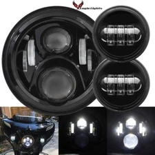 Eagle Lights 7" Round LED Headlight Kit Gen 2 Passing Lights Black Ring