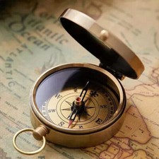 Handmade 2.5 inch Brass Pocket Compass Brass Nautical Compass Marine Compass gif