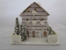 Putz Style white paper House ORNAMENT w/ light untested  Ragon House D 10303