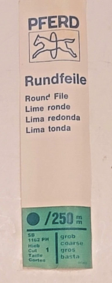 PFERD 10" Round File SB 1162 PM Coarse With Blue Handle and Case - Image 4 of 4