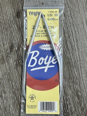 Wright s Boye Circular Knitting Needles 6mm US10 Silver 29  Inch New