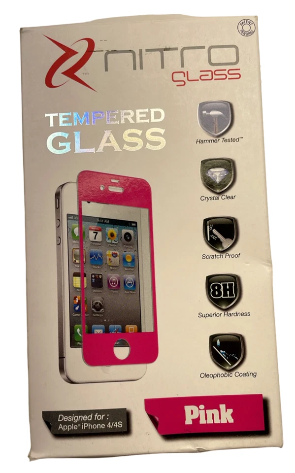 Znitro Glass Tempered Glass Screen Protector for Apple iPhone 4/4s - Pink Bezel - Image 2 of 4