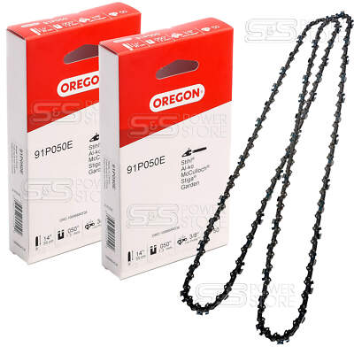 2 Stück Oregon Sägekette 91P050E 35 cm Kette 3/8'' 50TG 1,3 mm Marken Ersatzkette
