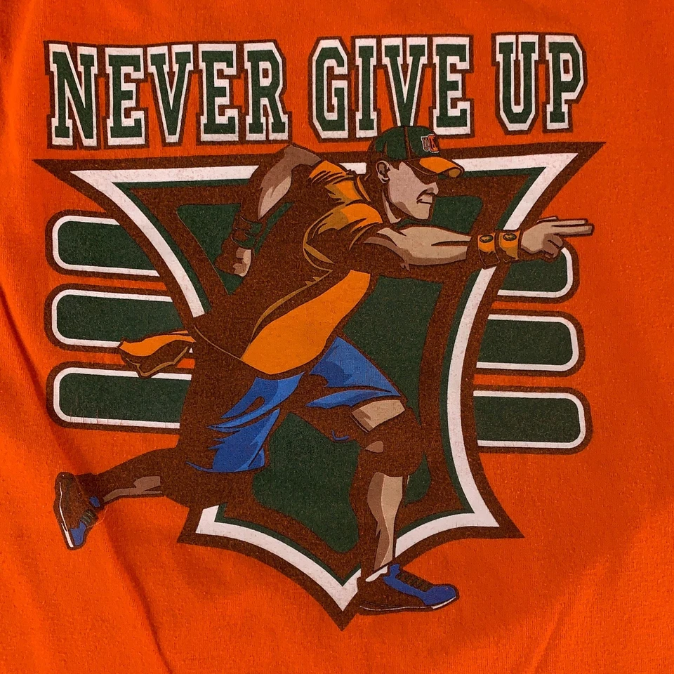 Camiseta WWE Adult 2XL Naranja Manga Corta Never Give Up You Can't See Me 15 Defecto Foto 2 de 4