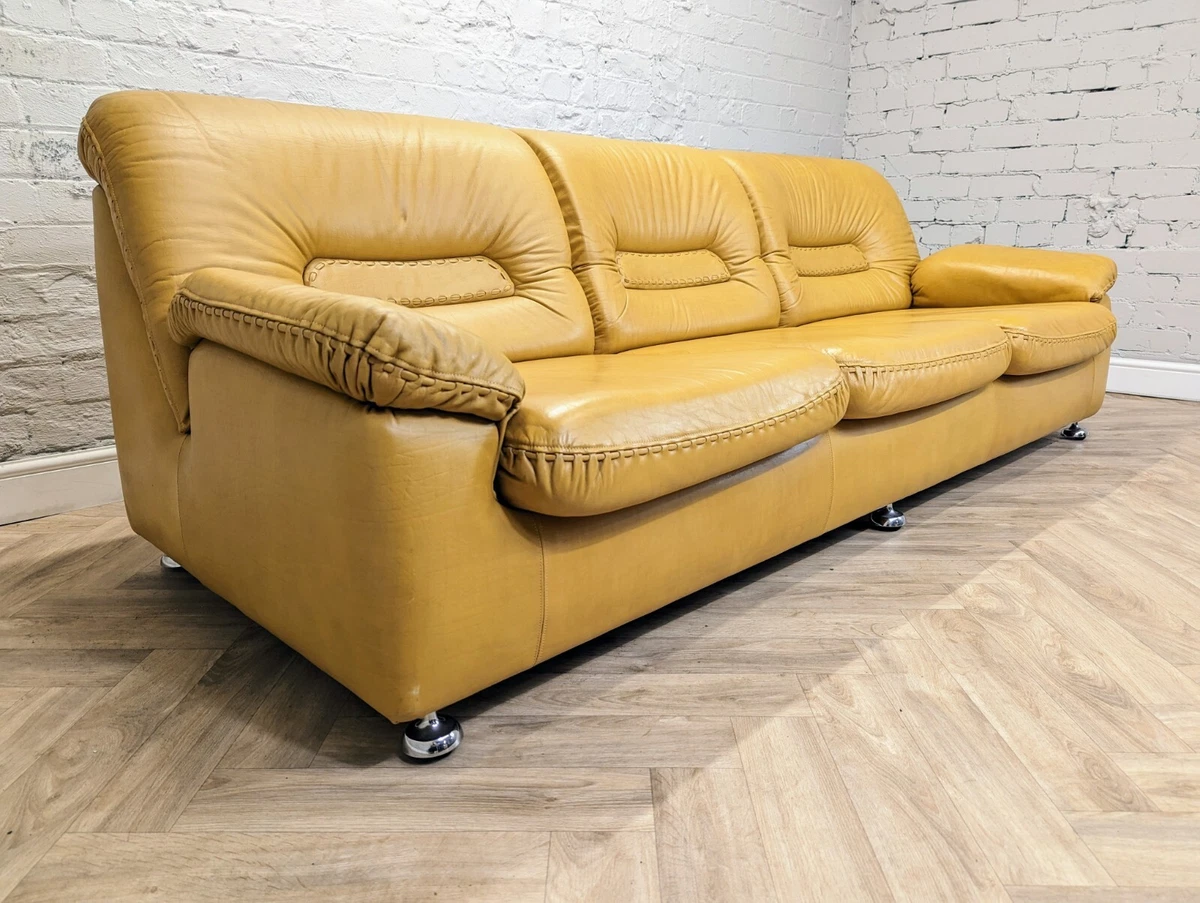 Mustard cheap leather couch