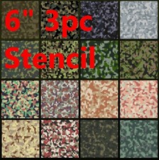 3pc Camo Stencil 6" Woodland Multicam Custom Airbrush Color DIY