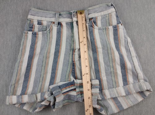Pantalones Cortos BDG Mamá Tiro Alto Mujer Talla 26 Multicolor Denim Rayas Puños - Imagen 20 de 22
