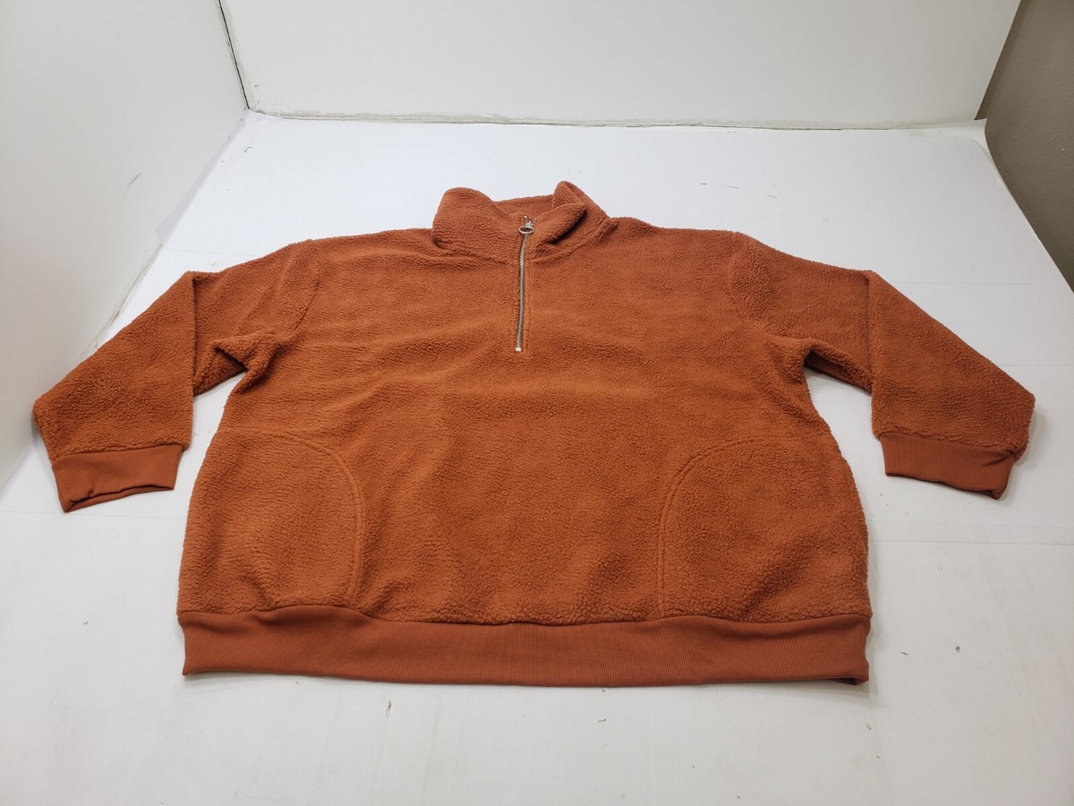 Ava & Viv Womens Pullover Sweatshirt 1/4 Zip Fleece Mockneck Long