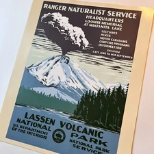 WPA Lassen Volcanic National Park 10" x 15" Print Art Manzanita Lake Hike Loomis