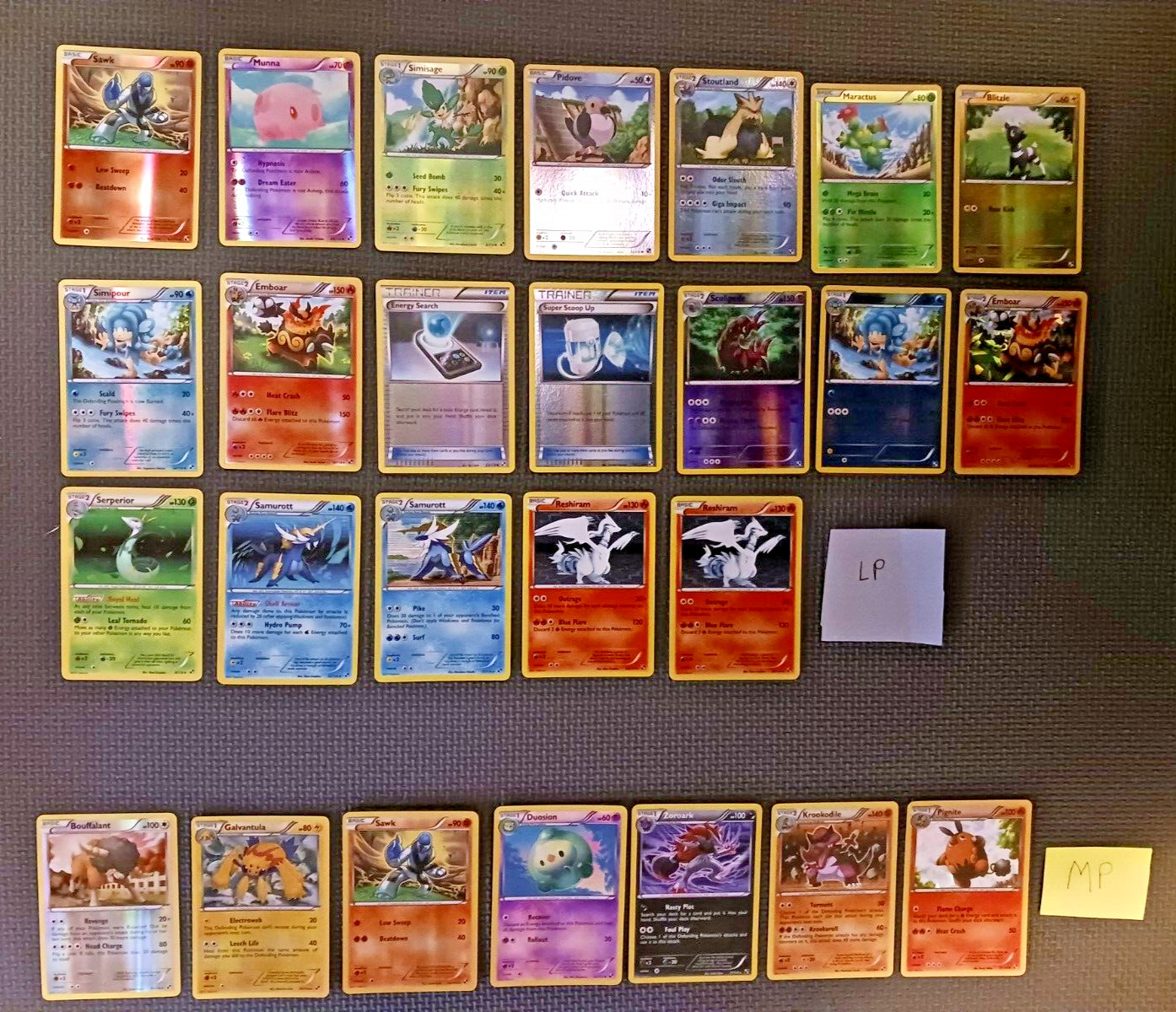 2011 Pokemon Black & White  Holo/Reverse Holo 26 card lot MP-LP+