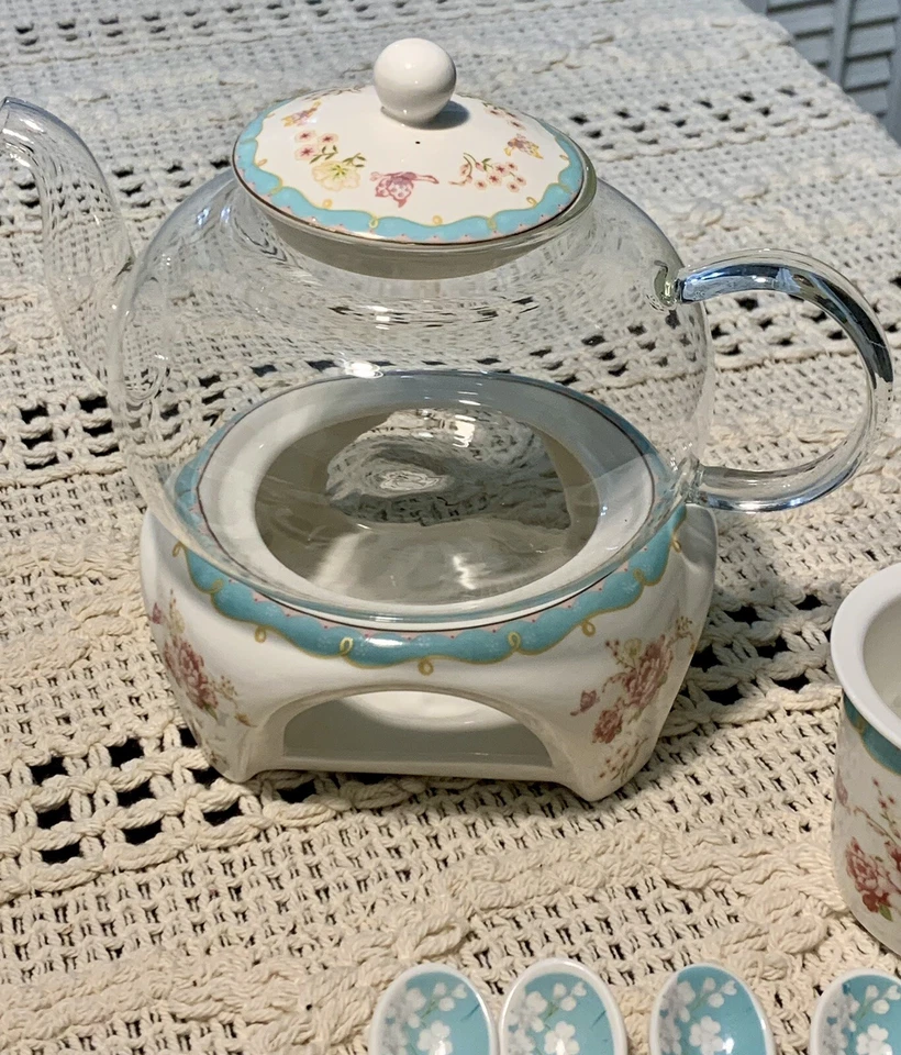 Juego de té Jusalpha Fine China vintage serie flor rosa 12 piezas juego de té Foto 4 de 4