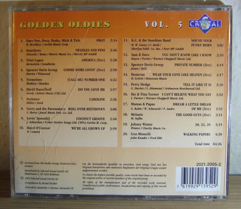 CD GOLDEN OLDIES - More of the greatest hits Vol.5 / 1994 - Bild 2 von 2