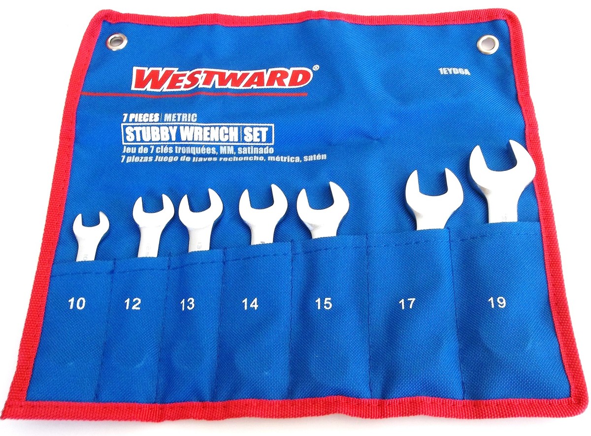 7pc WESTWARD METRIC STUBBY COMBINATION WRENCH SET 1EYD6 10MM