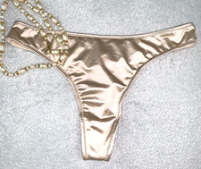 NEW Glossy Secret Stretch Satin Nylon Thong Bikini Panties L 7 Vtg Styling SOFT
