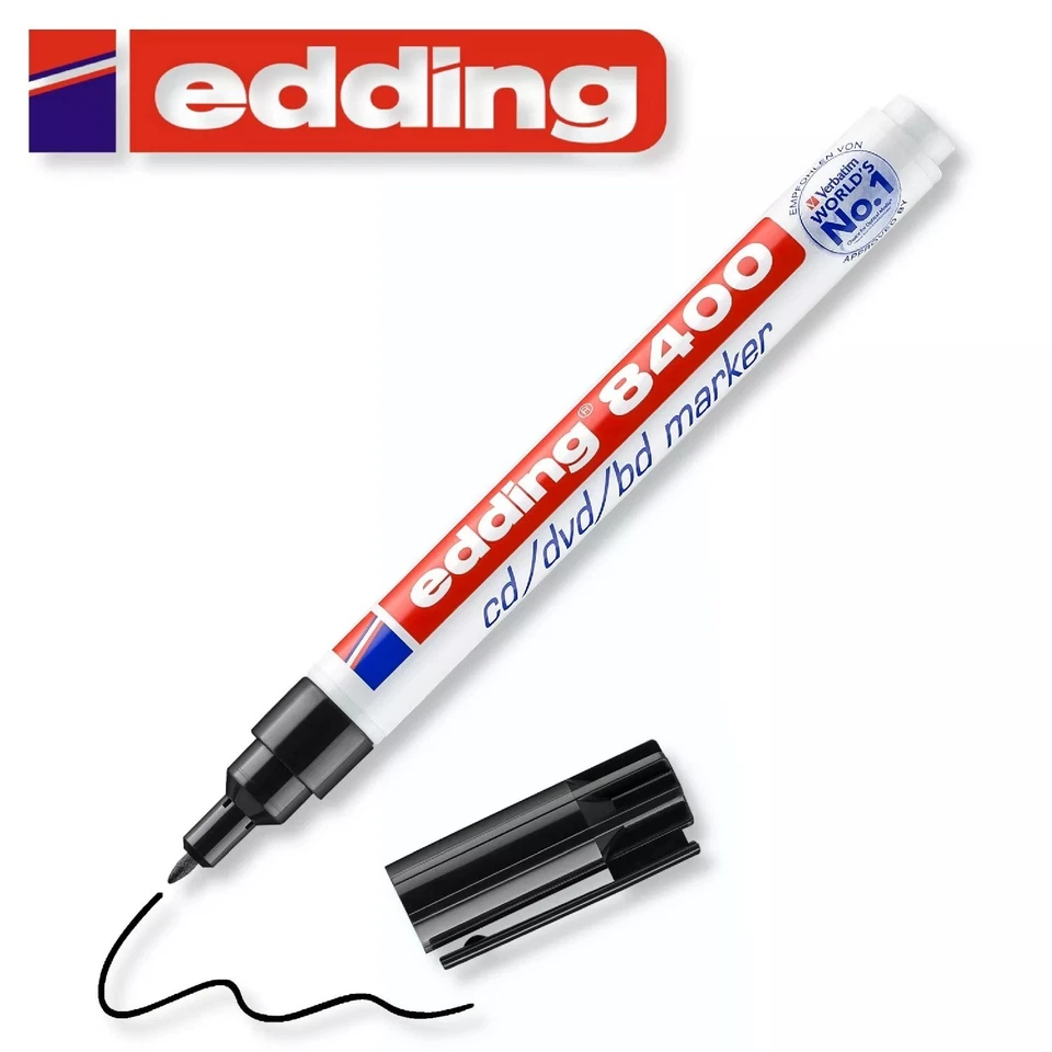 3x Edding 8400 CD DVD BD Marker 0,5-1 mm Schwarz Permanentmarker Rundspitze - Bild 2 von 3