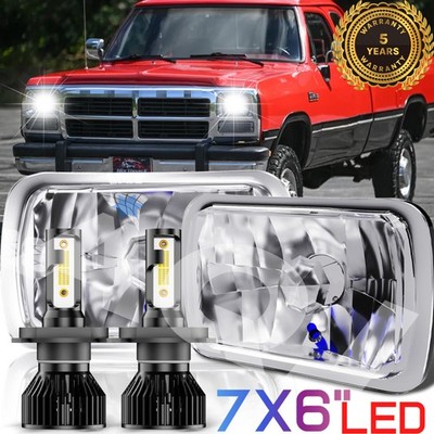 For Dodge W250 D350 Ram 1981-1993 7X6'' 5X7'' Sealed Hi-Lo Beam DRL LED Headlight