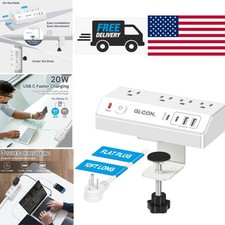 Surge Protected Desk Power Strip with 4 Outlets and 4 USB Ports for Convenience