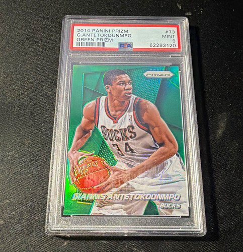Panini Prizm 2014-15 Giannis Antetokounmpo #73 Green Prizm PSA 9 Bucks